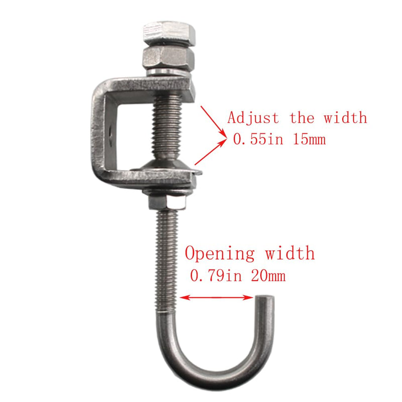 6Pcs I Beam Clamps with Hooks; C Clamp Hook Stainless Steel; Pipe Clamp Hooks for Hanging; Bolt Clamp Hook for Use Slotted Angle in Galvanized