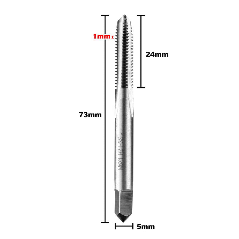 Metric Machine Tap,2pcs M6 x 1.0mm HSS 6542 Straight Flutes Screw Tapping Threading Machinist Repair DIY Tool