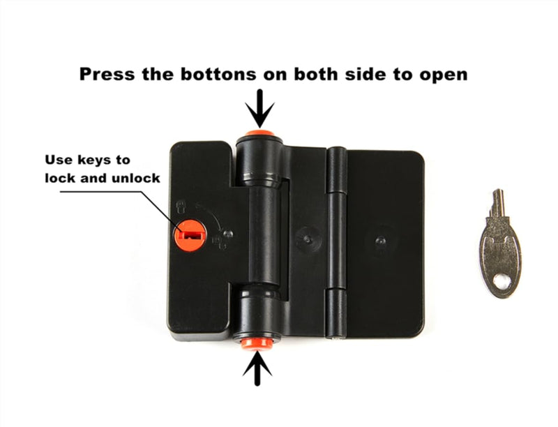 Refrigerator Adhesive Locks Double Button Fridge Door Lock with Key, Child Proof Freezer Cooler Door Lock, Child Baby Safety File Drawer Lock and Cabinet Locks (Black, 2) Black