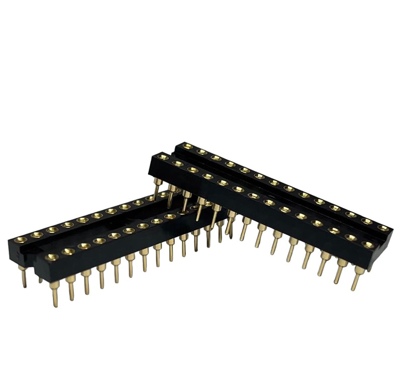 Gold-Plated 20 pcs DIP-28 pins IC Round Hole Socket Adaptor 2.54mm Pitch 7.6 Row Pitch 2 Row 28 Round Pins Soldering (DIP-28 pins)
