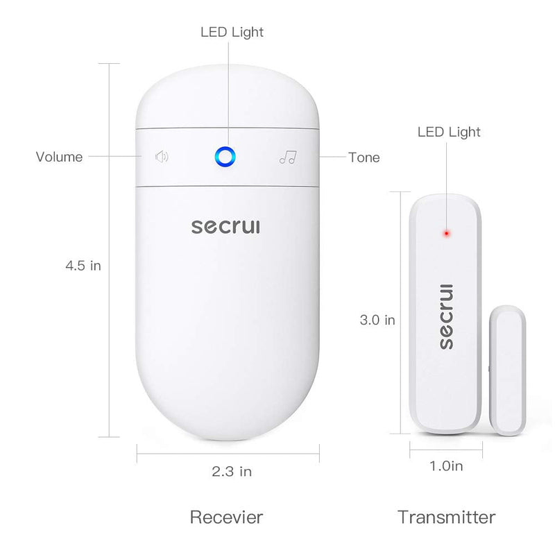 SECRUI Door Chime, Door Sensor Chime with Adjustable Volume, Easy Installation, 400ft Range, 52 Chimes, M508+D7 Door Open Chime for Business/Home When Entering, White