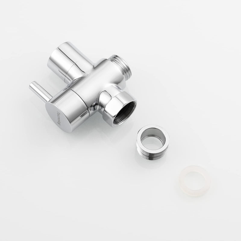 Tecmolog Sink Valve Diverter Faucet Splitter Brass Adapter 3 Way Faucet Diverter Valve, Sink Tap Replacement Part M22 X M24, Chrome, SBA021C