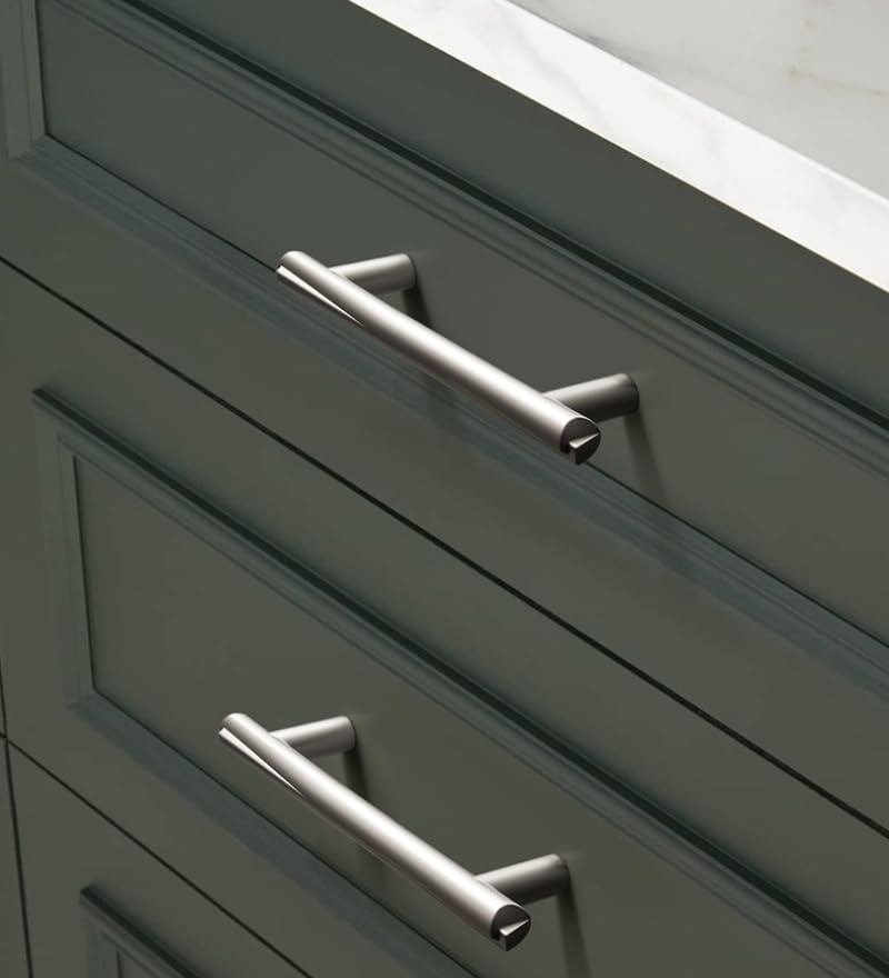 10 Pack Silver Matte Texture Cabinet Pulls - Streamline Drawer Handles Hardware Zinc Alloy Bar, Metal Cabinet Pull, Handle for Bathroom Desk, Kitchen Cupboard (7.8" Overall Length) 7.8"(198mm)Overall Length