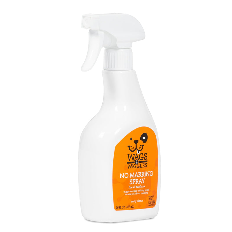 Wags and Wiggles No Marking Deterrent Training Spray for Dogs - Indoor Dog Pee Repellent, Anti-Marking Behavior Correction Spray for Puppies and Adult Dogs, 16 Fl Oz Citrus Zesty 16 Fl Oz (Pack of 1)