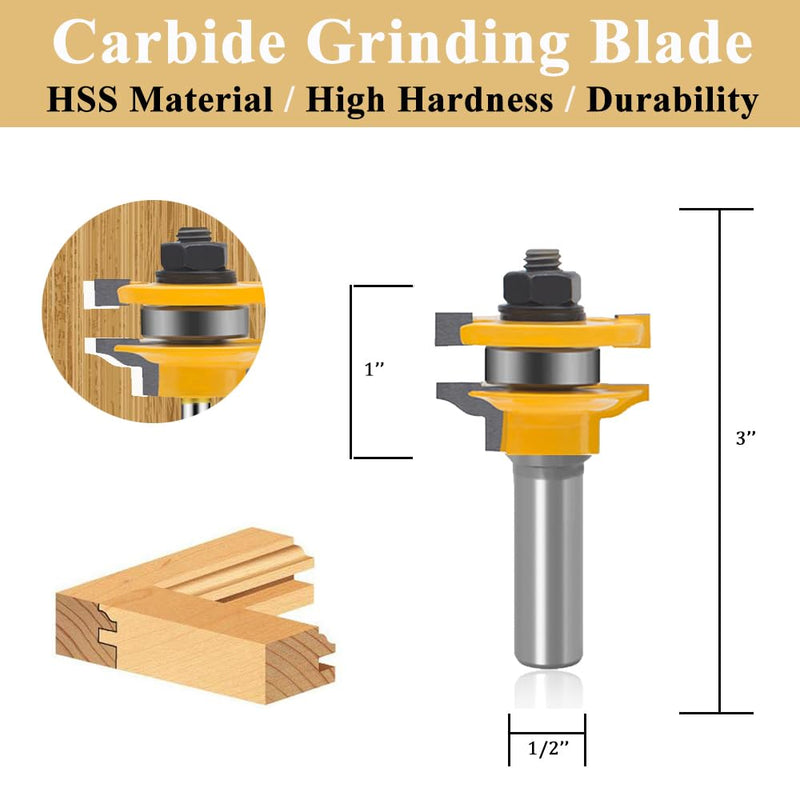 LEATBUY Molding Router Bit Set 1/2-Inch Shank 4 PCS Woodworking Molding Cutter Wood Milling Woodwork Router Bits Sets Drilling Carbide Tool for Door Table Cabinet Shelve Wall DIY (TR4) TR4
