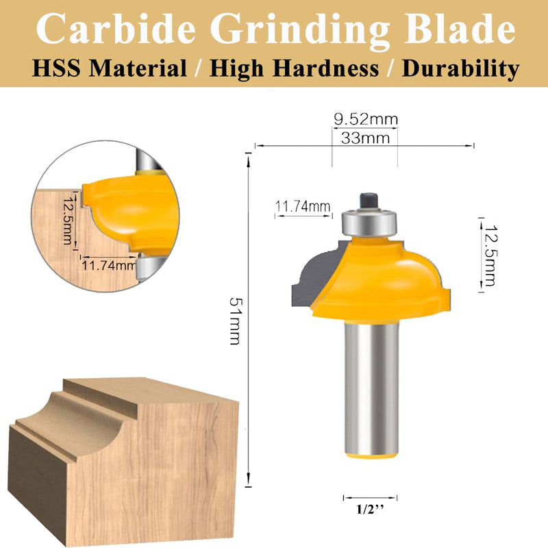 TAIWAIN 5PCS Woodworking Router Bit Set 1/2 Inch Shank, Architectural Picture Frame Door Cabinet Drawer Molding Router Bits Milling Cutter, Wood Miter Carbide CNC Cutting Tool (F-LE1) F-LE1