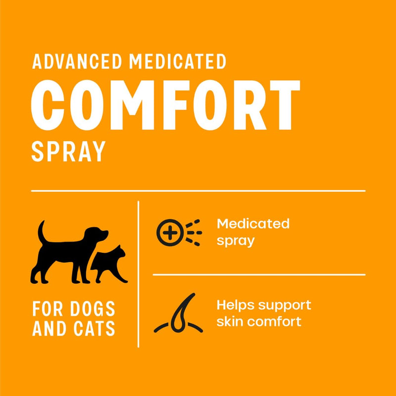 Advanced Medicated Comfort Pet Spray, 8 oz - for Dogs and Cats, for Hot Spots and Irritated Skin and Coat, 3% Chlorhexidine, Made in The USA
