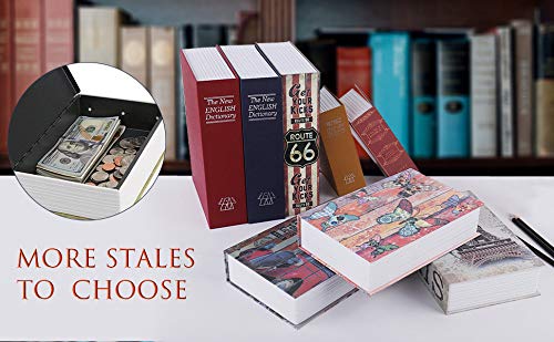 PACOLO Small Sized Diversion Book Safe Storage Box, Dictionary Secret Safe Metal Can with Security Combination Lock/Key, Diversion Book Hidden Safe (Combination, Butterfly) Butterfly-Combination