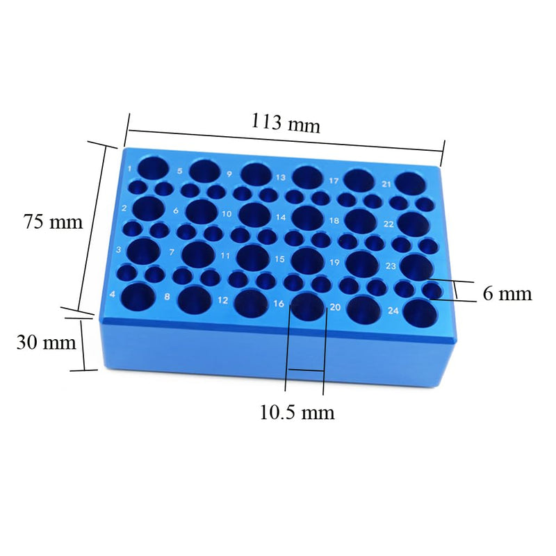 1 Pcs Aluminum Cooler Cooling Block PCR Test Tube Racks, 24-Well for 1.5ml /2ml Tubes, 36-Well for 0.2ml PCR Tubes 60 Wells
