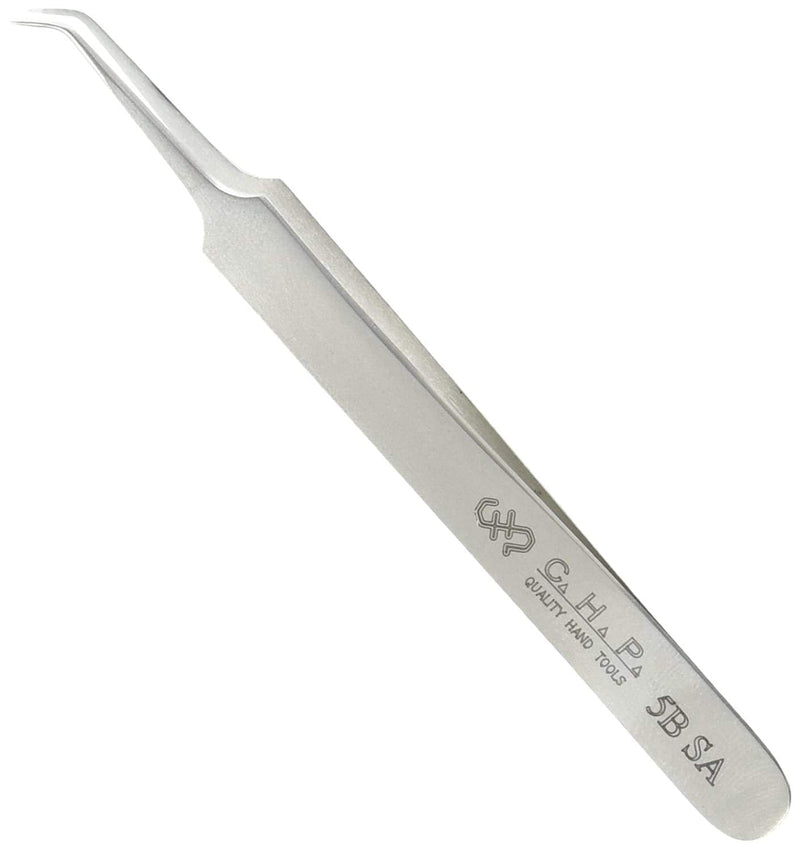 Hakko CHP 5B-SA Stainless Steel Non-Magnetic Precision Tweezers with Very-Fine Point Thin-Tapered Bent Sharp Tips, 4-1/4" Length (3 Pack)