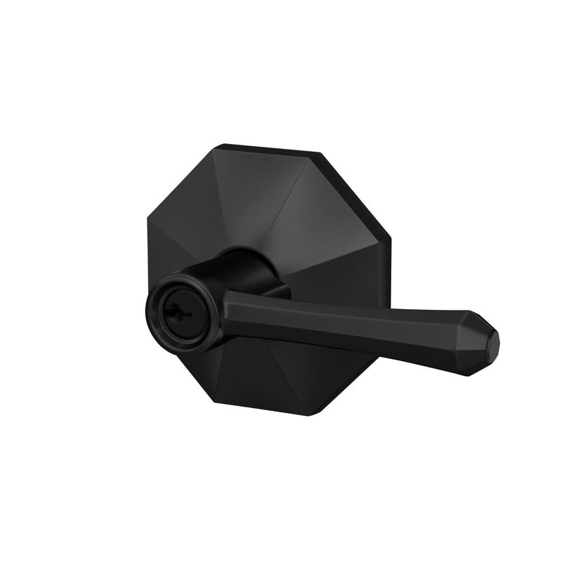 SCHLAGE Dempsey Keyed Entry Door Handle, Reversible, Matte Black