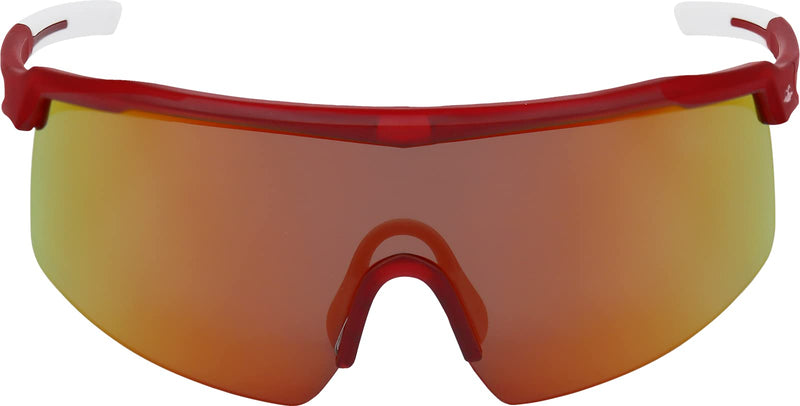 Global Glove Walleye Safety Glasses with Polarized Lens - Protective Eyewear with Performance Fog Technology for Enhanced Vision and Eye Safety Red Mirror, Crystal Red