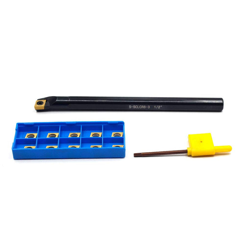 OSCARBIDE 1/2'' x 7''Indexable Boring Bar with 10 Pieces Carbide Insert CCMT09T304(CCMT32.5) Right-Hand Sclcr Boring Bar