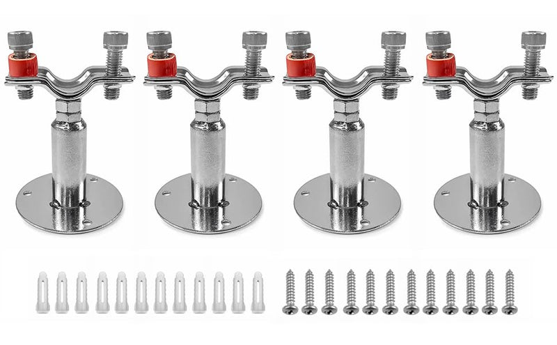 QWORK Adjustable Stainless Steel Pipe Support Bracket Kit - Compatible with 1" Pipes - Wall and Ceiling Mounting Options - includes 4 Support Brackets, Screws, and Anchors 4 Pack