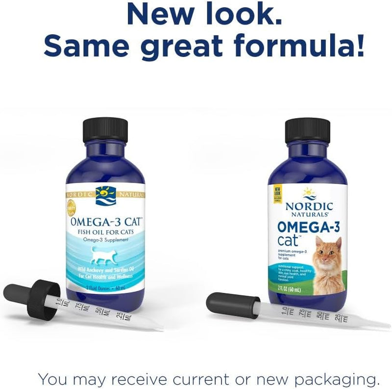 Nordic Naturals Omega-3 Cat, Unflavored - 2 oz - 304 mg Omega-3 Per One mL - Fish Oil for Cats with EPA & DHA - Promotes Heart, Skin, Coat, Joint, & Immune Health - Non-GMO
