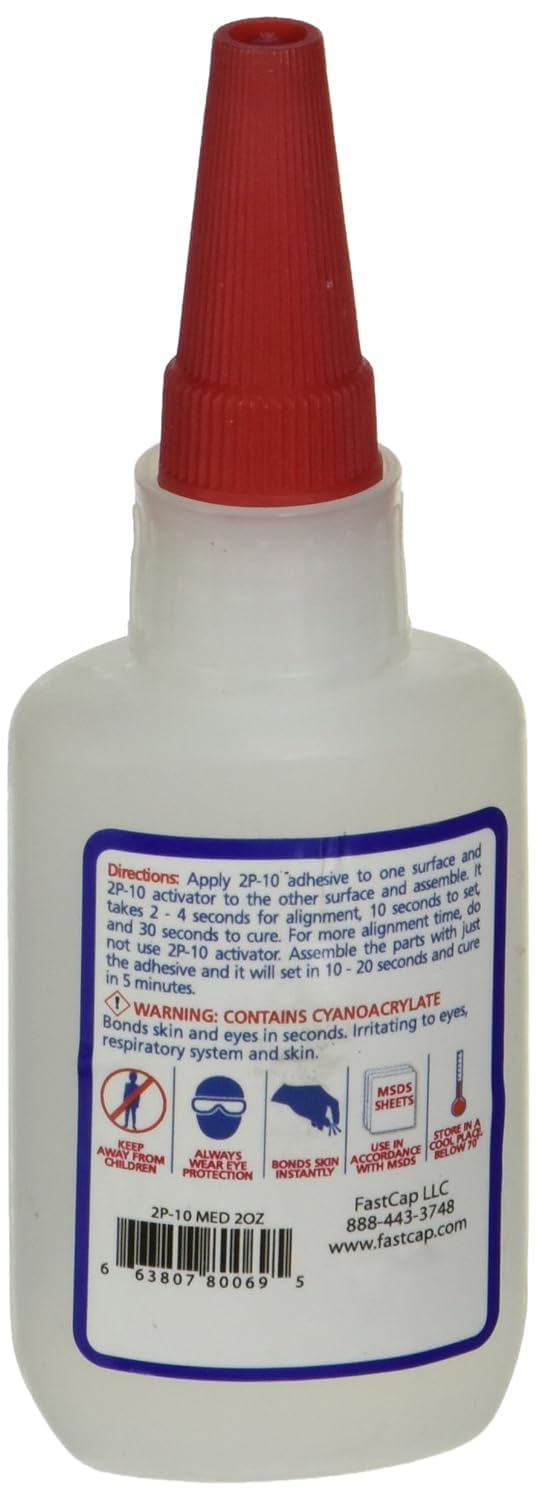 FastCap 2P-10 Professional Medium Wood Adhesive Glue - Ideal for Wood Works - All Purpose Application - 4000 PSI Tensile & Sheer - 2 oz. - 80069
