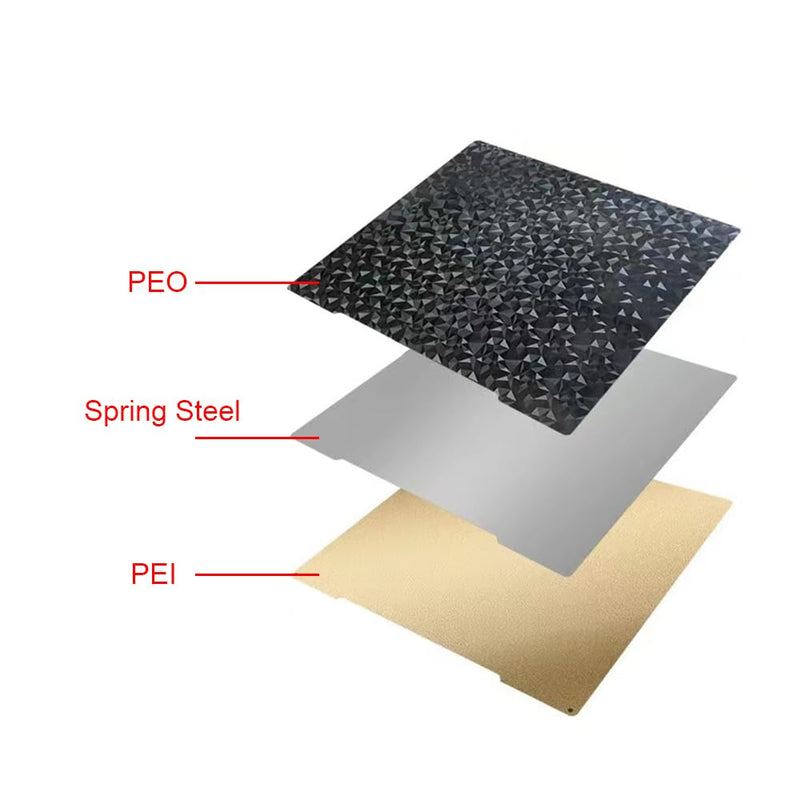 PEI PEO Sheet Spring Steel Flexible Platform for Prusa I3 MK3 MK3S MK3S+ MK4 MK2.5S 241x254MM Build Plate Heated Bed One Side Textured PEI and One Side Smooth Board PEO for 3D Printer 254x241