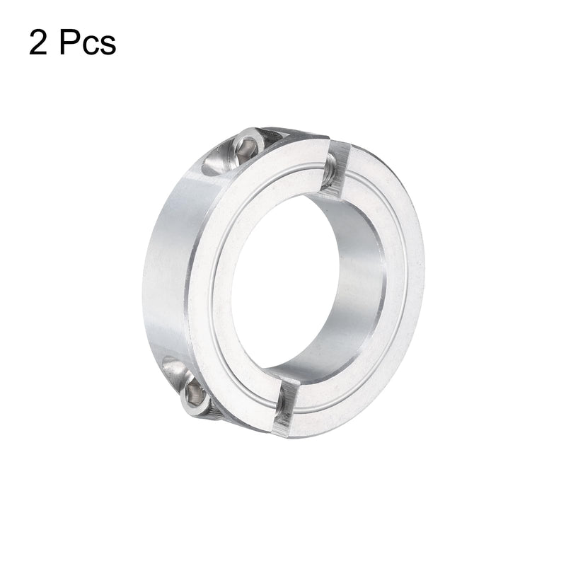 uxcell 2Pcs Double Split Clamp-On Shaft Collar for 1-1/4" Shaft, Two-Piece Clamping Collar 2-1/16" OD, 1/2" Thickness, Aluminum Alloy Set Screw Split Collar Clamp
