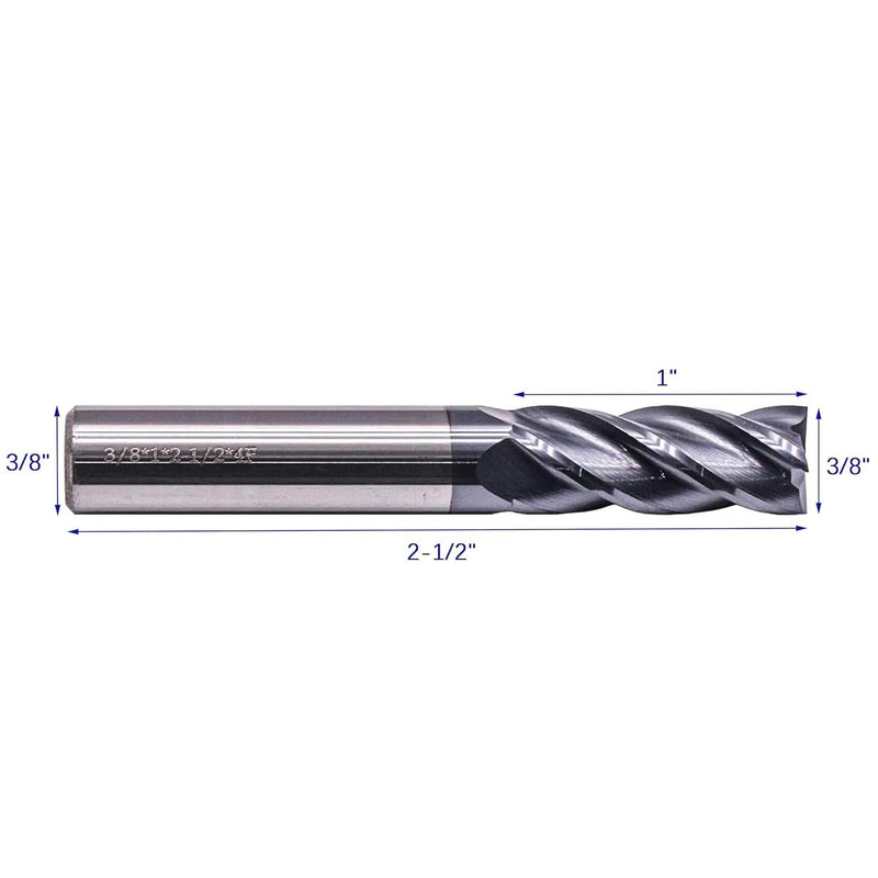 BestParts High Performance 5Pcs Solid Carbide End Mills Set 1/8", 3/16", 1/4", 5/16", 3/8" - AlTiN Coated, 4 Flute, 35 Degree Helix, End Mill Bit Set, CNC Router Bit