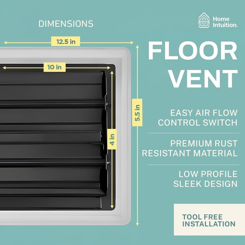 Home Intuition Victorian Floor Vent Cover 4X10 Inch Floor Register with Mesh Cover Trap Heat and Air Walkable Metal Floor Vent for HVAC Duct, Polished Brass