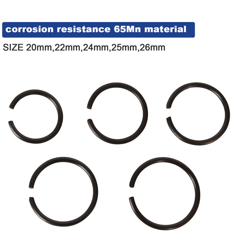Fasttend GB895.2 Φ10-Φ26 Retainer Clip 65Mn Shaft Steel Wire Ring Snap Ring Set,Bearing Stop Ring Assortment Kit,Round Wire Snap Rings for Shafts,120Pcs Wire Ring Snap Ring Set-120pcs