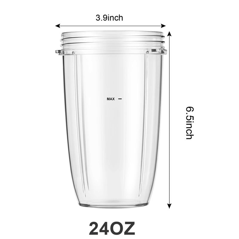 Blender Cups 24oz Cups with Flip-Top To-Go-Lids Fit for NutriBullet Blender 600W Pro 900W NutriBullet Replacement Parts