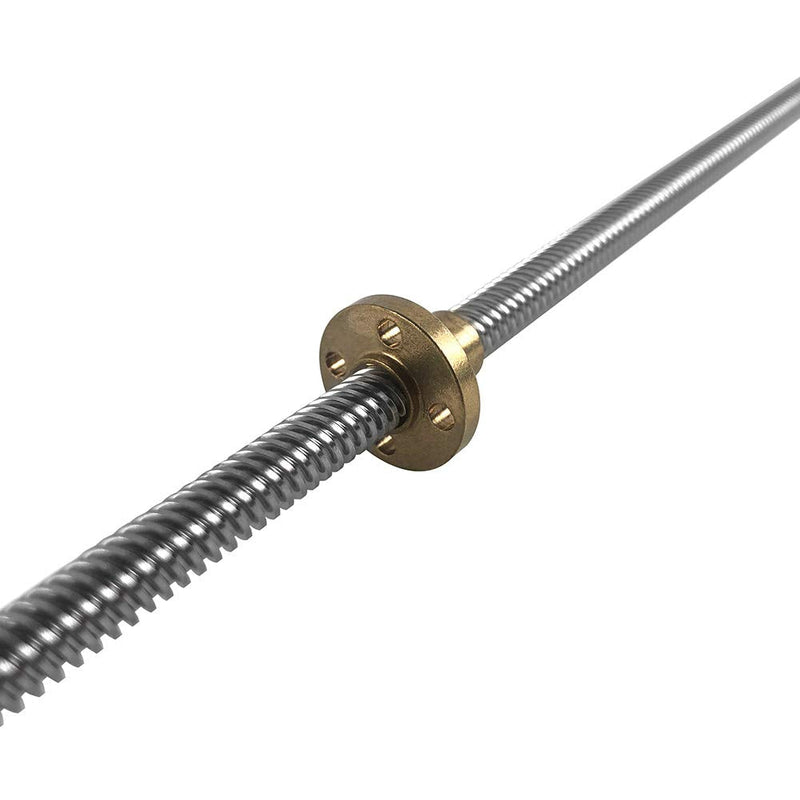 QWORK 2 Pack T8 600mm Lead Screw and Brass Nut (Acme Thread, 4 Starts, 2mm Pitch, 8mm Lead) Used in 3D Printer