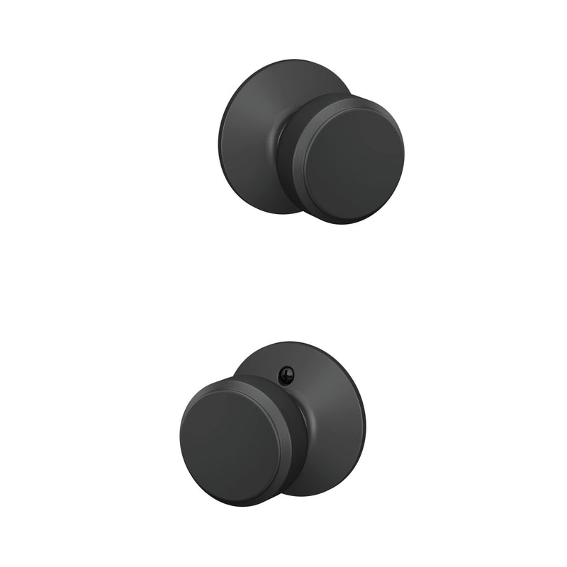Schlage F10 BWE 622 Bowery Door Knob, Hall & Closet Passage Lock, Matte Black Standard