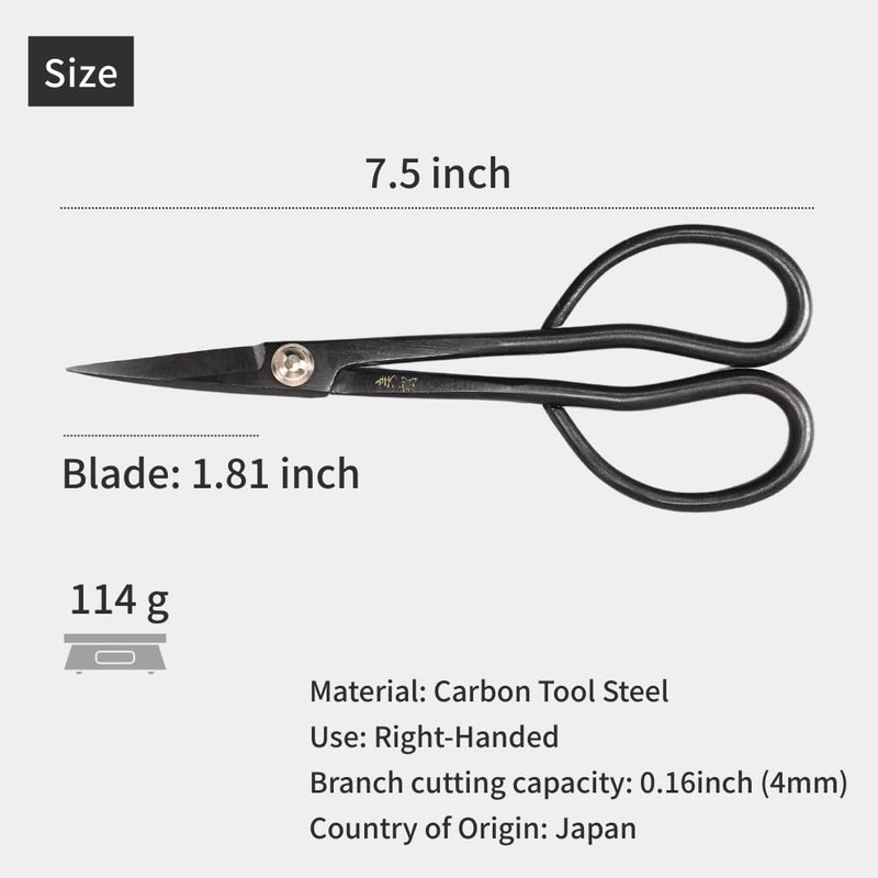 Bonsai Scissors Satsuki 7.5" (19 cm) Japanese Pruning Shears - Tree Care & Gardening tools