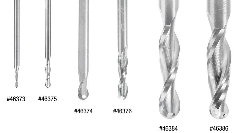 Amana Tool - 46374 Solid Carbide Up-Cut Ball Nose Spiral 1/4 Dia x 3/8 x 1/4 Shank x 2-1/2