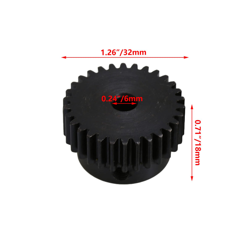 CNBTR 30 Motor Metal Gear Wheel 6mm Hole Diameter Modulus 1 Steel Gear Pack of 2