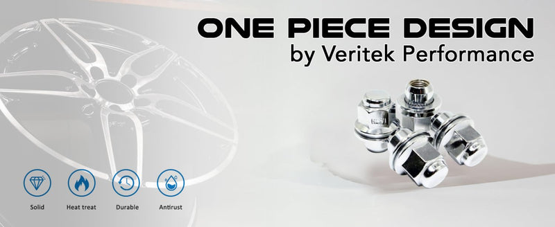 Set of 4 12x1.5 Veritek Mag OEM Factory Washer Style Chrome Lug Nuts for Toyota Tacoma 4 Runner SR5 Pre-Runner TRD Off-Road Limited Factory Stock Replacement