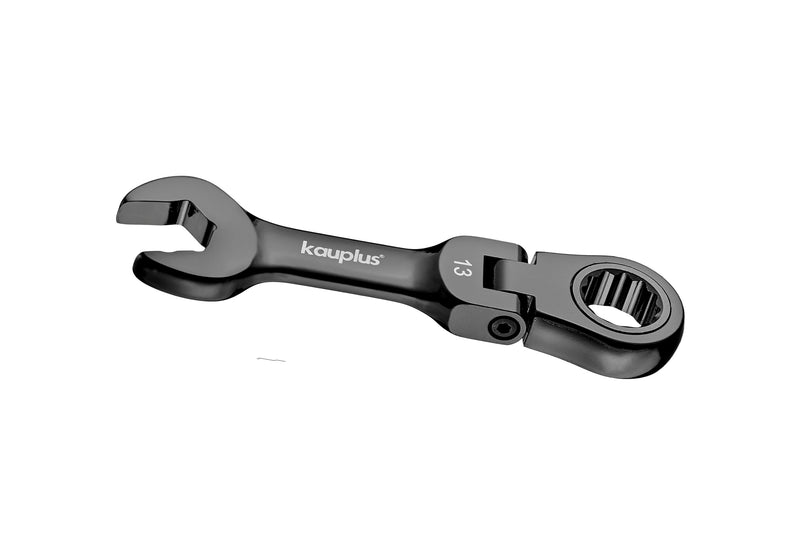 11 PCS Stubby Torx Bit & Flex Ratcheting Wrench Set, 120-Tooth Ratchet with Non-Slip 13mm Open End, Low Profile S2 Star Bits T10–T60 for Automotive & Tight Spaces