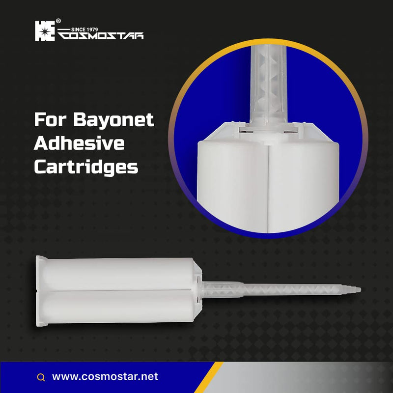 CosmoMix Helical Static Mixer Nozzle Tube Tip, Bayonet Connection, 4 In, 17 Elements, 50 Pcs Epoxy Mixing Nozzle Tip, Static Mixer Plastic Resin Mixing For AB Glue Acrylic Adhesive Gun Mixer RCS06-17S RCS06-17L