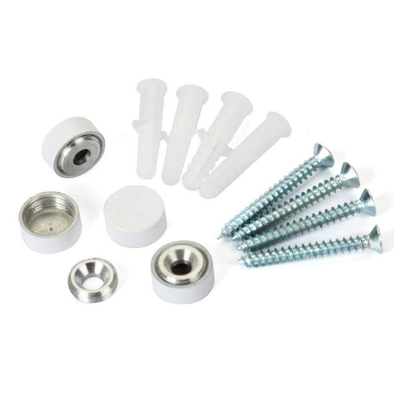 Mirror Screws, TOPNIKE Aluminum Cap Decorative Mirror Nails, Sign Advertising Hardware, Construction with Decorative Cap Cover Nails, Φ0.6", White, 4 Pack