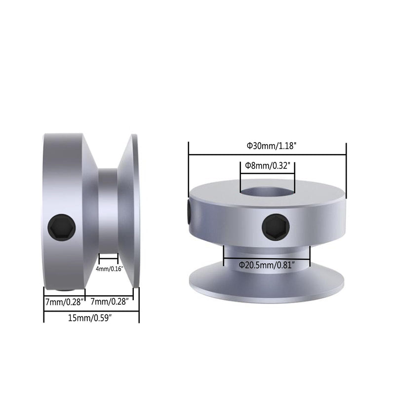 CHANCS Outer Diameter 30mm Single Groove Pulley 8mm Fixed Bore Pulley for Drilling Machine 6MM PU Round Belt 30x8mm