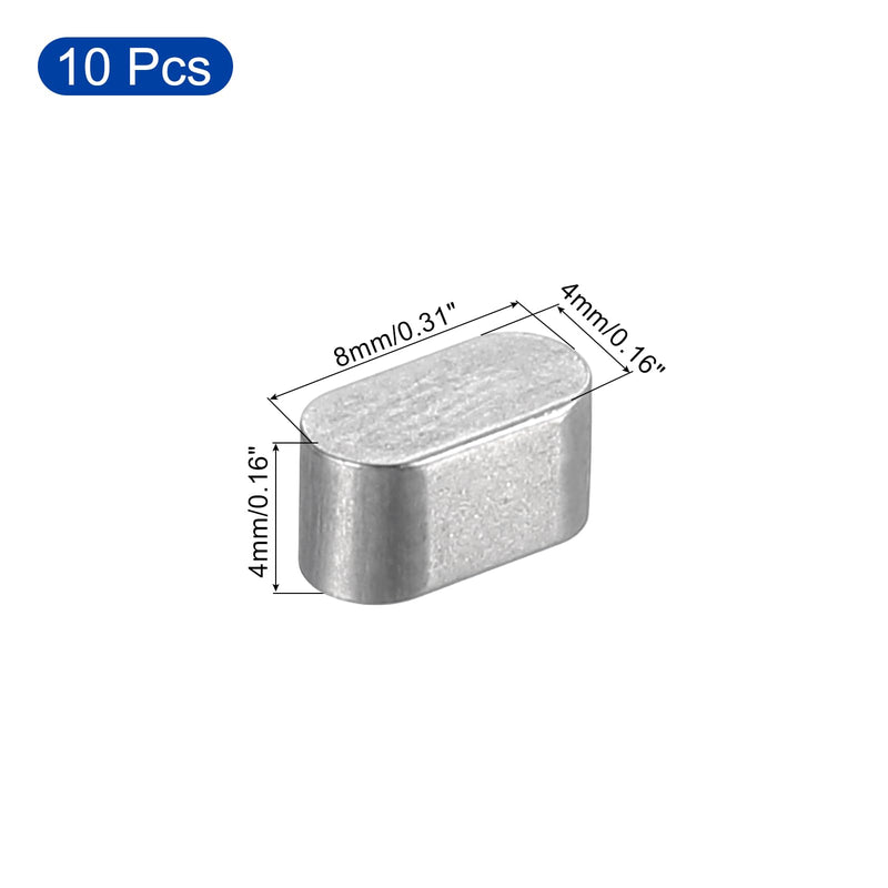 uxcell 10Pcs Round Ended Feather Key, 4x4x8mm Stainless Steel Professional Parallel Drive Shaft Key Stock for Fasteners Mechanical Industry