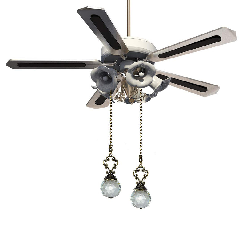 LONGSHENG - SINCE 2001 - Set of 2 Vintage-Style Clear Fan Pull Ceiling Fan Chain Pulls Crystal Prism Ball
