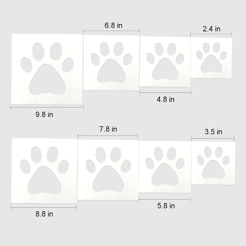 Paw Stencil, 8Pcs Large Dog Paw Stencil for Painting,Cute Bear Cat Paw Print Stencils Template Reusable Plastic Animal Paw Paint Stencil for Crafts Art Painting on Wood Paper Flag Wall Home Decor 8 dog paw