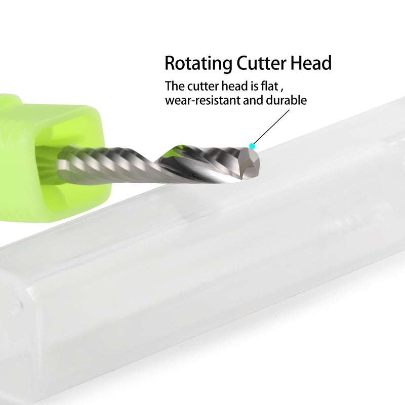 1/8 Shank CNC Router Bits 1 Flute End Mill Single Flute Spiral Router Bit Up Cut Milling Cutter with 1/16 Inch Cutting Diameter for Acrylic Plastic MDF (10) 10