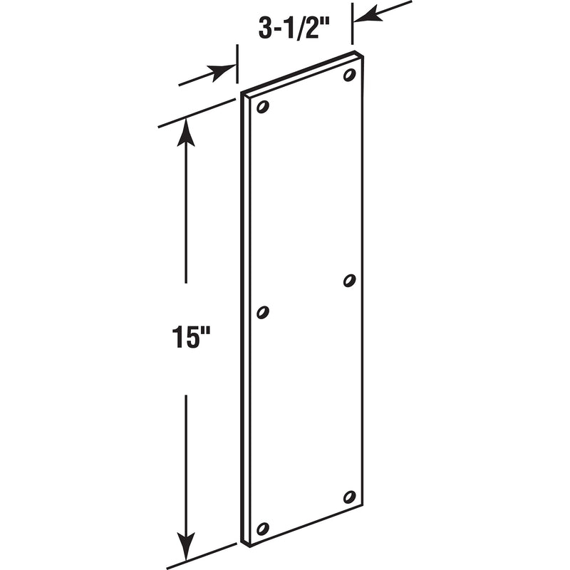 Prime-Line MP4719 Door Push Plate, 3-1/2 15 In., Polished Brass (Single Pack)