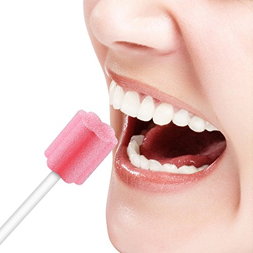 50 Disposable Oral Care Swabs, Sponge Dental Swabsticks Unflavored Sterile(Pink） Plum Pink