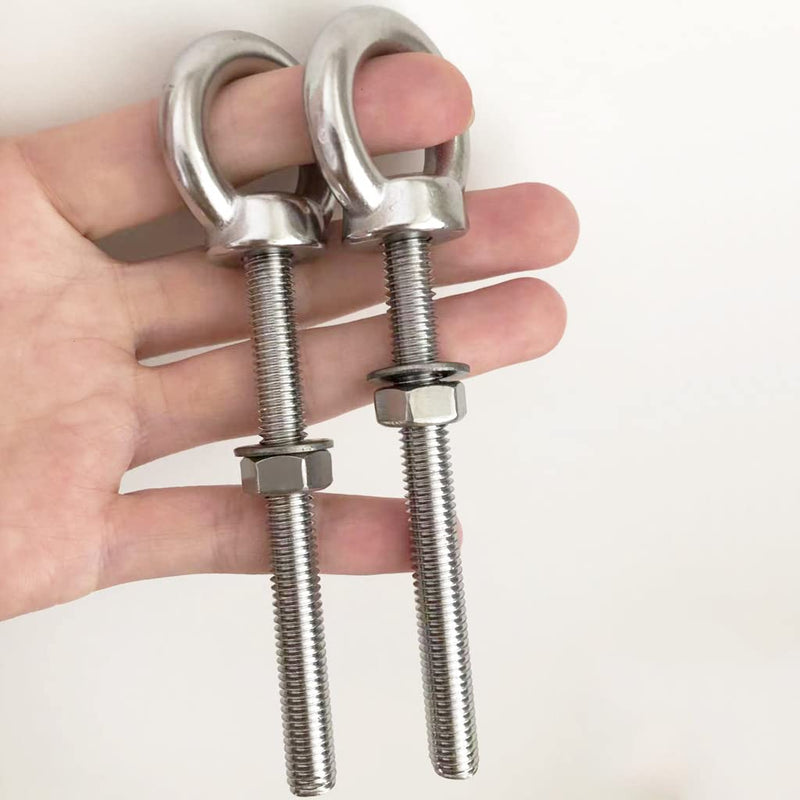 Stainless Steel Eye Bolt, 2pack M8 Shoulder Eye Bolts 5/16" X 3.15"with Nuts and Washer Thread Lifting Ring Eyebolt 2pcs