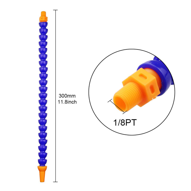 Pack of 10 Round Nozzle 1/8 PT Plastic Flexible Oil Coolant Pipe Hose Blue Orange