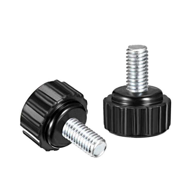 uxcell 4pcs Knurled Clamping Knobs M5 x 10mm Metric Zinc Plated Carbon Steel Male Thread Thumb Screw on Type 16mm Plastic Round Head Threaded Hand Bolt Stud Knobs Black M5 x 10mm x 16mm