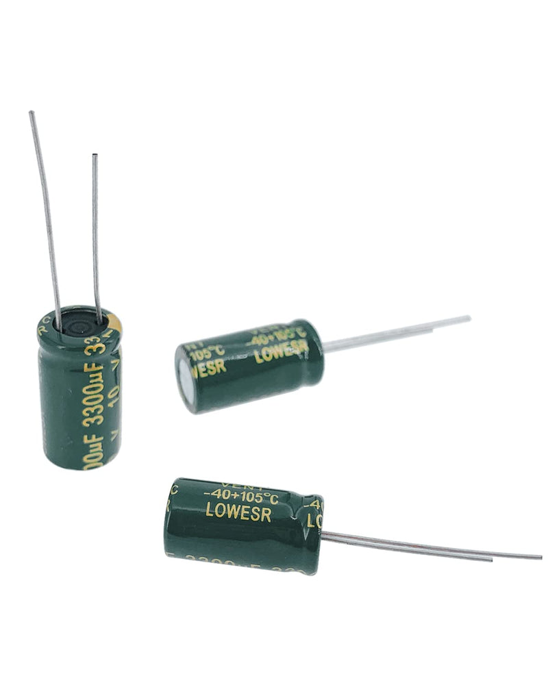 10pcs 10V 3300UF Capacitor 10X20mm(0.39x0.79in) High Frequency Aluminum Electrolytic Capacitors 10pcs 10V 3300UF