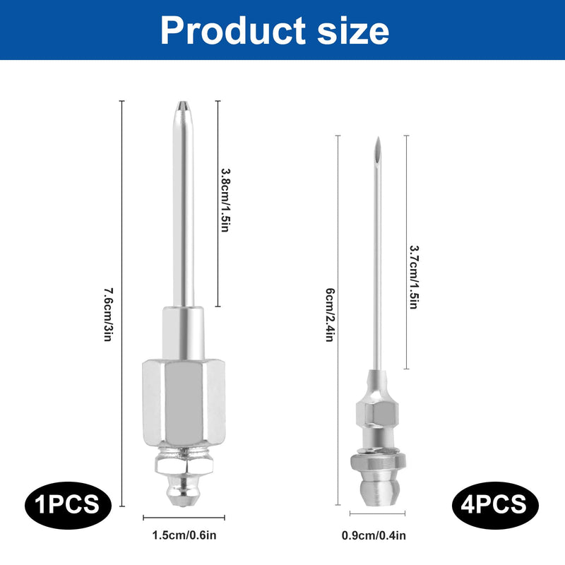 5Pcs Grease Gun Needle Nozzle Kit,Include 4Pcs 1/8 Inch 18G NPT Threads Grease Gun Needle Tips and 1Pcs Narrow Grease Needle Dispenser for Injecting Grease into Small and Confined Spaces - NewNest Australia