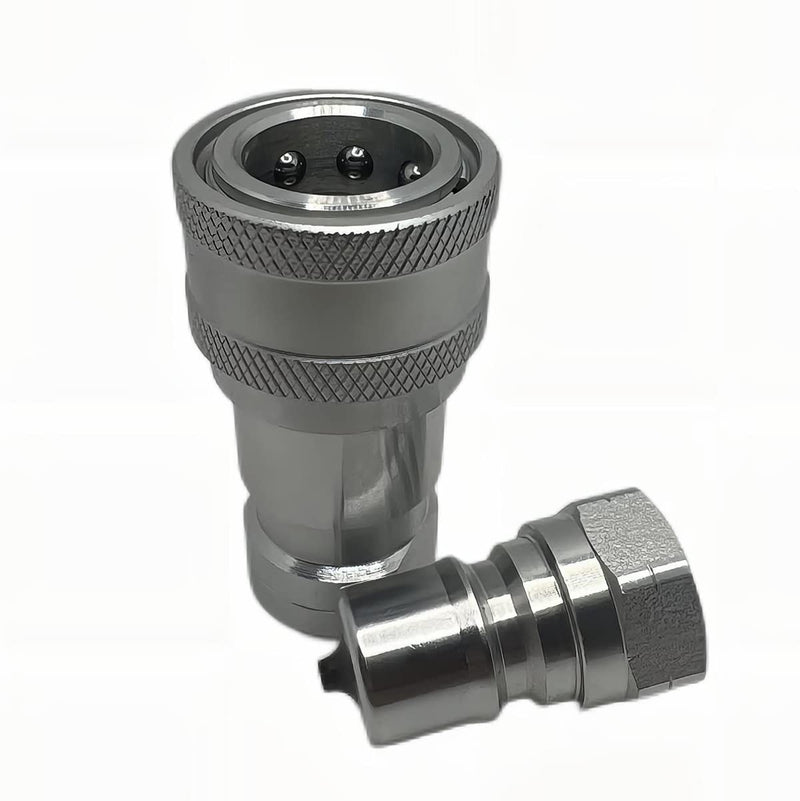 1/4" NPT ISO7241-B Hydraulic Quick Connect & Disconnect Coupler, Quick Release Coupling Set w/Dust Caps H2-63/62 1Set-IOS 7241-B 1/4 NPT