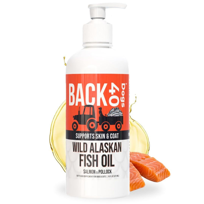 Back40Dog Fish Oil & Bone Broth Bundle – Wild Alaskan Salmon & Pollock Oil 16 fl oz & Grass-Fed Beef Bone Broth Powder 6.4 oz – Skin, Coat, Joint & Digestive Support