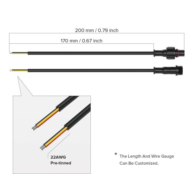 BTF-LIGHTING 3 Pin Electrical Connector 22AWG IP65 Male Female Connector 7.87in/20cm Extension Cable for Car,Truck,Boat,Indoor/Outdoor LED Strip Lights/String 15mm Nut Small Size 5 Pairs 1 to 1 3 PIN Small Size
